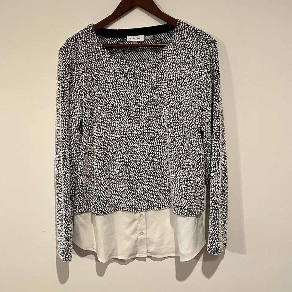Calvin Klein Pullover Sweater with shirt underlay